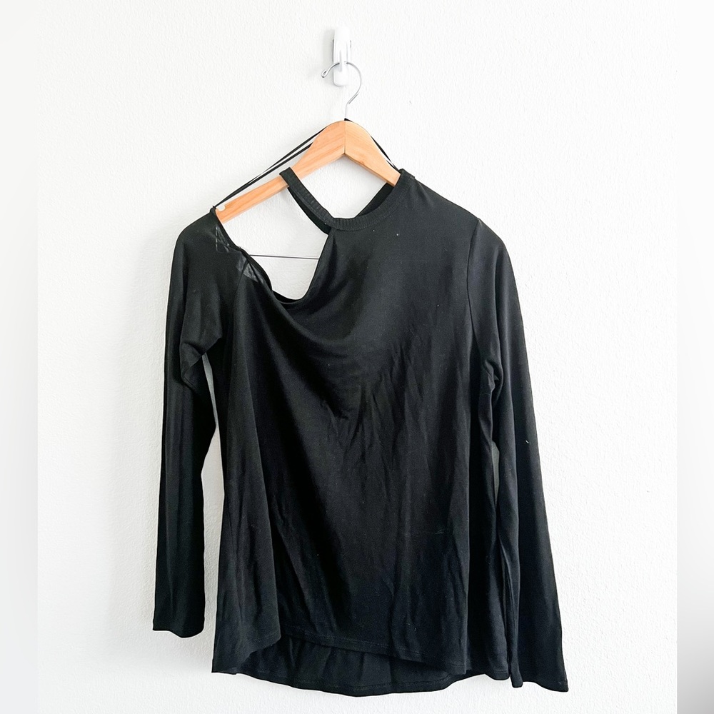 Zara Black Cold Shoulder Long Sleeve Shirt